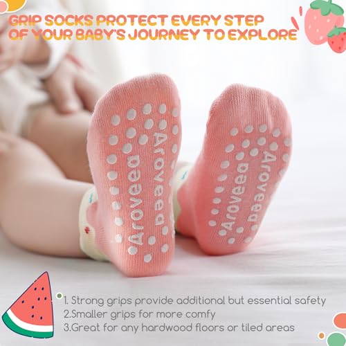 Aroveea Baby Toddler Socks Grip Non Slip Boys Girls Cotton 12 Pack for 3-5T Kids Ankle Cute Socks 6M-7Years - Thumbnail 3