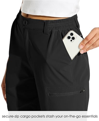 WILLIT Damen Shorts Wanderhose Kurze Hose Sommer Cargohose Radhose Stretch Sporthose Golfshorts Schnelltrocken Wander Outdoor Leichte Reise Shorts mit Taschen Schwarz XXL