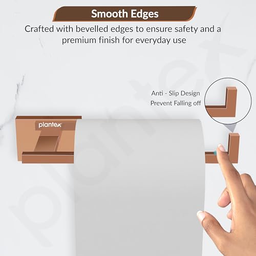 Image of Plantex 304 Grade Stainless Steel Toilet Paper Roll Holder for Washroom /Tissue Paper Stand for Kitchen /Bathroom Accessories - Benz (Rose Gold)