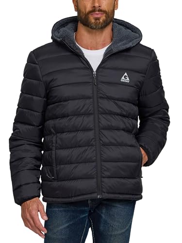 Gerry Puffer Jacket Men with Sherpa Lining and Hood – Warm Winter Coat for Men, Quilted Insulated Snow Jacket Outerwear