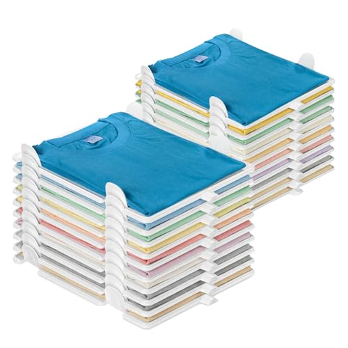 Accenter Tshirt Organizer for Closet Storage,Closet Shelves for Bedroom Storage,Stackable Storage Bins for Home Storage,Sturdy and Durable, Clothes Folder,20-Pack