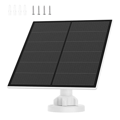 5W Panel Solar IP66 para Cámara Inalámbrica, Cargadores Placa Solares Portatil para la Cámara de Seguridad de la Batería Recargable, Cargador Solar Universal con Batería con Puerto Micro USB/Type-C Cover