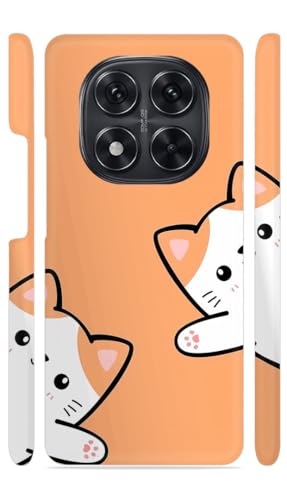 Image of Orange White Kitties Designer Printed Hard Back Cover for Redmi Note 14 Pro 5G / Poco X7 5G Attractive and Uniquely Crafted Smartphone Case