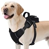 BRKURLEG Dog Harness,Dog Vest with Handle, No Pull Pet Vest Harness with Pocket and Easy Control for Training Walking Hiking, Adjustable and Reflective, Black, L