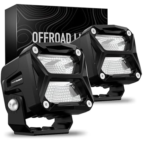 NOVSIGHT 3 Inch LED Pod Lights - 80W 10800LM LED Off Road Lights LED Pods Light Flood Light - IP68 Waterproof LED Cube Lights Work Lights for Truck Jeep Boat Motorcycle SUV ATV UTV, 2 Pcs Cover