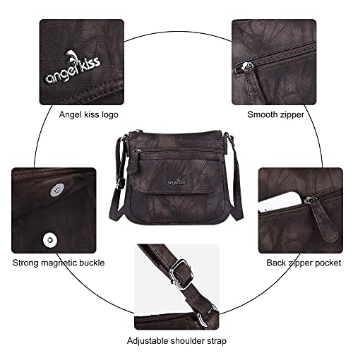 Image of Angelkiss Small Womens Crossbody Bag Leather Shoulder Purse for Women Hobo Bag with Adjustable Shoulder Strap