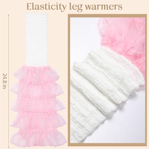Image of Shyyween 4 Pairs Women Leg Warmers Y2k Lace Leg Warmers Cute Kawaii Lace Gloves Long Ruffle Socks for Wedding Halloween Party