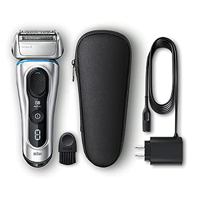 Braun Series 8 8330s Next Generation, Electric Shaver for Men, Rechargeable and Cordless Razor, Silver, Fabric Travel Case, Wet and Dry, Foil Shaver