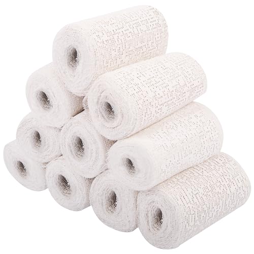 BELLE VOUS Set de 10 Rollos de Tela de Yeso para Modelar - Vendas de Venda Escayola de París de 10 cm x 2,7 m para Proyectos de Arte Manualidades Escenografía y Moldes de Máscaras