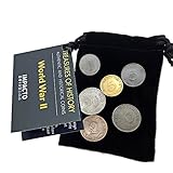 WW2 World Currency - 6 Nazi Coins Issued from 1936/45 - Third Reich WW2 Memorabilia - Axis Velvet Bag Collection