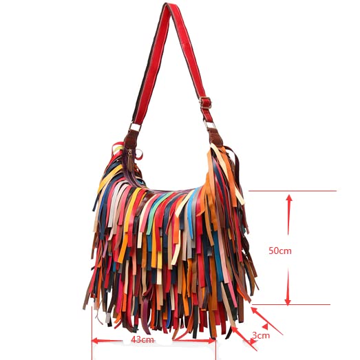 Bolso de hombro de cuero multicolor para mujer miniatura 2