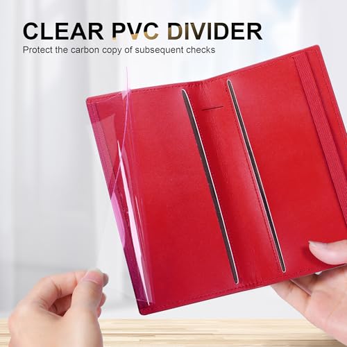 Image of CASMONAL Checkbook Covers for Personal Checkbook Holder RFID Premium Vegan Leather Checkbook Cover for Duplicate Checks
