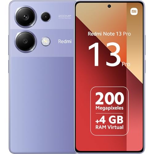 XIAOMI Redmi Note 13 Pro 4G - Smartphone de 8+256 GB, Pantalla de 6,67' AMOLED FHD+ 120Hz, Mediatek Helio G99 Ultra, Triple cámara de hasta 200MP, Hypercharge 67W, Morado (Versión ES)