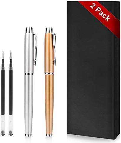 Rollerball Pen - 2 Pack of Ballpoint Ball Pen for Men Women Executive Business Office School Use,Executive Nice Pens for Business Birthday Gift with Gift Box,2 extra 0.5 mm refill (
