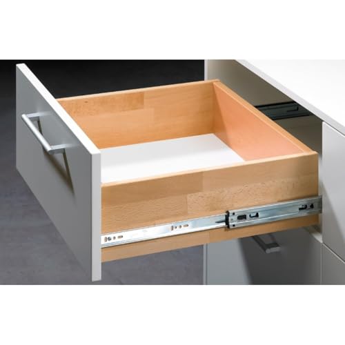 Image of Hettich KA 5632 Telescopic Ball Bearing Drawer Channel 250mm | Zinc Finish (Galvanised Steel) | Full Extension | 45kg Load | Normal Closing | for Home /Kitchen /Wardrobe Drawers | Pack of 2 (4 Pcs)