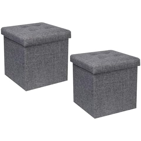 Bonlife Grey Ottoman with Storage Pack of 2 Cover