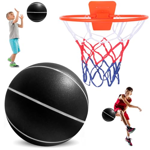 Indoor Silent Basketball Hoop Set &ndash; Includes Size 7 Grooved Airless Foam Ball for Quiet Dribbling...