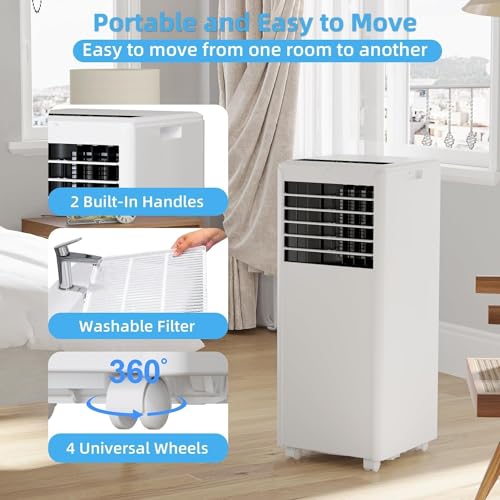 Image of 8000 BTU Portable Air Conditioner, Quiet AC Unit for Bedroom w /Remote Control & 24H Timer, 3 in-1 Air Conditioner with Fan & Dehumidifier, Ideal Portable AC for Room up to 350 sq.ft.(15x20 ft)
