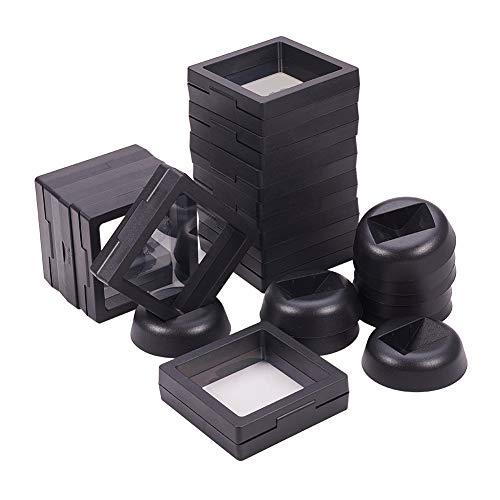 PandaHall Elite 12 Sets Soportes de Marco de rombo de pl�stico Negro con Membrana Transparente para Anillo, Colgante, exhibici�n de joyer�a de Pulsera