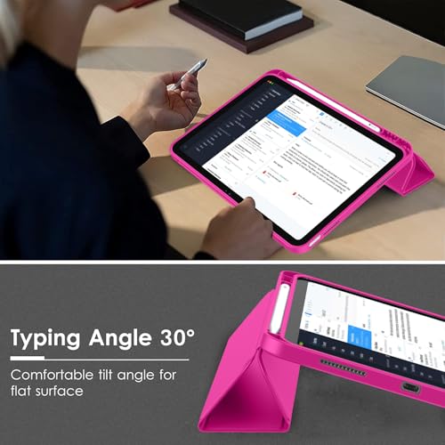 Image of ToaPoia Case for iPad (A16) 11 Inch 2025 /iPad 10th Generation 10.9 Inch 2022, Slim Trifold Stand Protective Cover with Pencil Holder and Soft TPU Back,Support Auto Sleep /Wake (Rose Red)