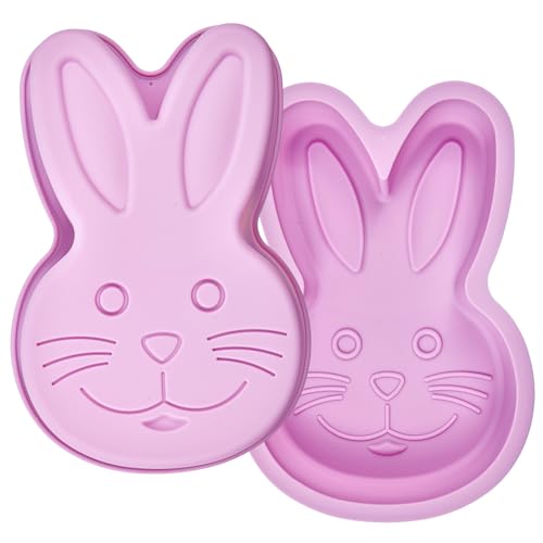 Bunny Mold 2 Pack Silicone Bunny Cake Pan Easter Rabbit Cake Baking Pan Large Breakable Bunny Chocolate Molds Cute Silicone Cake Trays for Easter Baby Shower Birthday - Purple