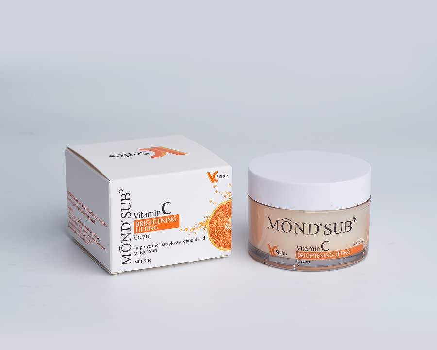 Mond'sub Vitamin C Face Cream with (3-O Ethyl Ascorbic Acid) & Hyaluronic Acid Daily Glow Cream for Glowing Skin, Moisturizing, Hydrating and Dark Spot Removal - 50g