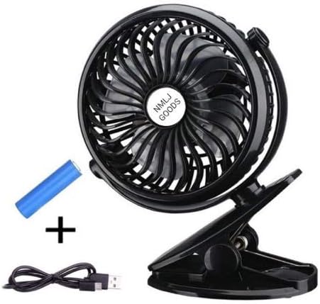 Rechargeable Battery Operated Fan by NMLJ Goods- Stroller Fan, Portable Desk Fan, Camping Gear, Portable Fan, USB Fan, Personal Fan, Clip On Fan - for Home, Office, Travel, Camping and more.