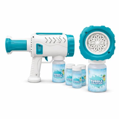 Image of CONFIDENCE Bubble Maker Machine Gun Toy for Kids Bubble Gun Toy for Boys and Girls Automatic Bubble Blaster Toy Gun with 4Pcs Bubble Solution Bottles