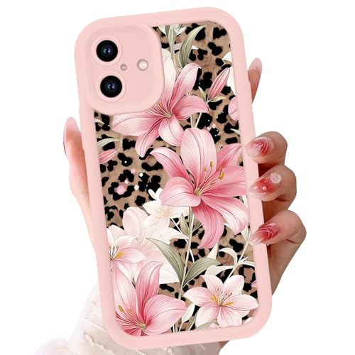 Coque iPhone 17 silicone souple motif guépard léopard fleur de lys rose