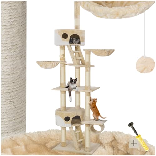 tectake® Arbre à Chat XXL Griffoir pour Chats en sisal 243-260 cm, Maison Chat Interieur Jeux avec...