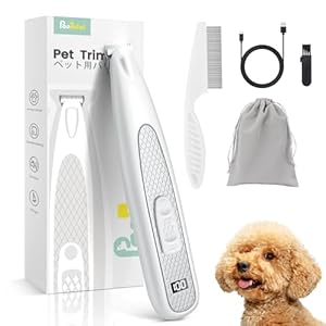 Dog Paw Trimmer with LED Light, Ultra-Low Noise Paw Trimmer for Dogs, Cordless Dog Clippers for Grooming with LED Display, Type-C Rechargeable Pet Clippers for Pads, Ears, Eyes, Face, Rump