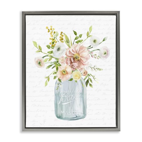 Floral Botanical Patterned Words, 17 x 21 Inch Canvas in Floater Frame