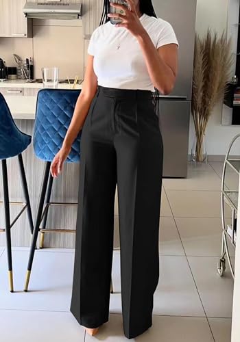 Women Wide Leg Dress Pants High Waisted Straight Leg Slacks Casual Business Office Work Trousers3
