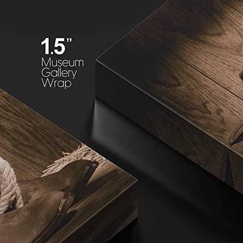 wall26-Cowboy-Black-Hat-ATOP-Western-Boots-Canvas-Art-Wall-Art-16×24 wall26 Cowboy Black Hat ATOP Western Boots Canvas Art Wall Art 16×24