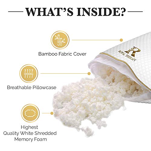 Royal Therapy King Memory Foam Pillow, Neck Pillow Bamboo Adjustable Side Sleeper Pillow for Neck & Shoulder, Support for Back, Stomach, Side Sleepers, Orthopedic Contour Pillow - Thumbnail 6