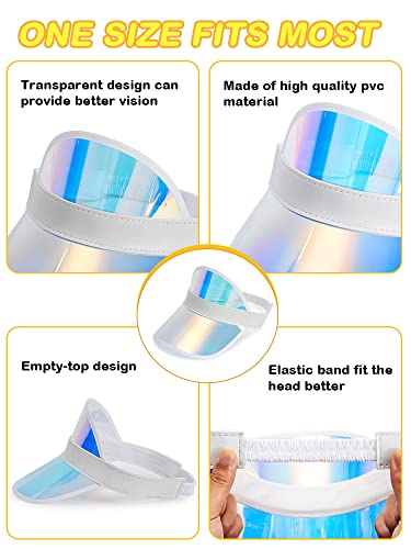 10 Pack Sun Visor Hats Plastic Clear Cap Uv Protection Sunhat Adjustable Sport Beach Headwear For Women Men Sports Outdoor Activities (White) #TOP2