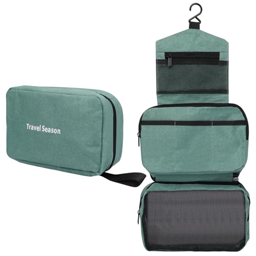 Simpolor Hängender Kulturbeutel,Wasserdichter Reise-Kultur-Organizer mit Stabilem Haken,Kompakte Tragbare Kosmetiktasche für Damen Herren,Badezimmer-Aufbewahrungstasche-Mintgrün-S