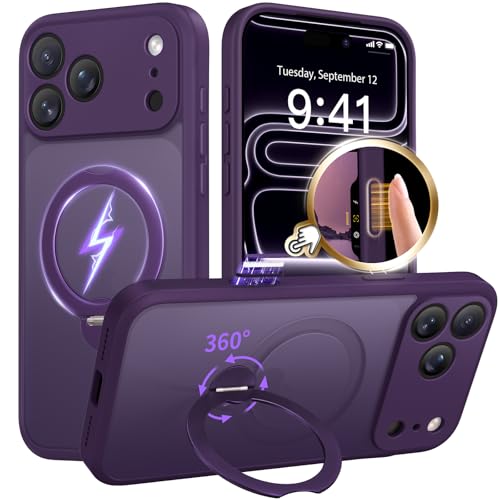 GolbinBox 360°��]���C�X�^���h iPhone 17 Pro�p �P�[�X [MagSafe�Ή�] [�J�����t���ی�] [16�t�B�[�g�R�p�����ی�] Silm Translucent Matte Phone Case �f�B�[�v�p�[�v��