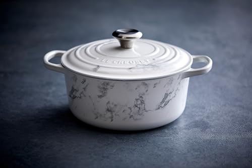 Image of Le Creuset Signature Enameled 4.5 qt. Round, Marble Collection Cast Iron Dutch Oven