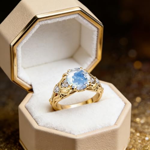 Image of Gemstone Vintage Rings for Women s925 Sterling Silver Round Cut 1.0 Carat Gemstone with Moissanite Promise Engagement Anniversary Ring for Her