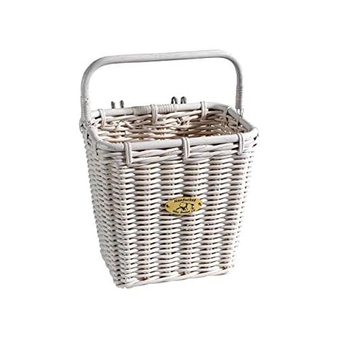 Nantucket Bicycle Basket Co. Cruiser Pannier Basket with Hooks, White Cover