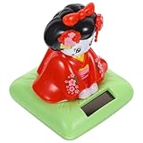 Ipetboom 太陽光発電ソーラー首振り着物ドール 車用小型漫画風ボブルヘッド 飾り デスクトップと車内装飾用