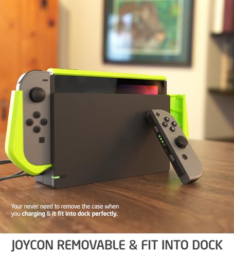 Image of Mumba Blade Series Dockable Case for Nintendo Switch (2017 Release), Green, TPU Grip Protective Cover, Compatible with Switch and Joy-Con