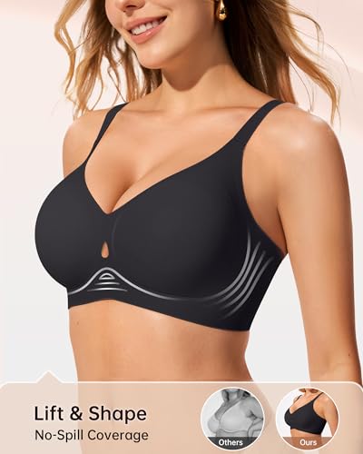 LetsJoli Black Bra Wireless Bras for Women No Underwire Seamless Support and All Day Comfort Tshirt Bras Early Fall Fashion(Black S) - Image 3