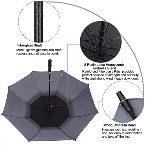 Image of G4Free 47 /54 /62 /68 Inch Automatic Open Golf Umbrella Oversize Extra Large Double Canopy Vented Windproof Waterproof Stick Umbrellas