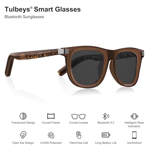 Image of Smart Glasses with Open-Ear Bluetooth Audio and UV Protection | Auto On /Off Sensor, Built-In Mic & Speakers, Voice Assistant, Outdoor Mode, Polarized Lenses for Travel Driving Hiking