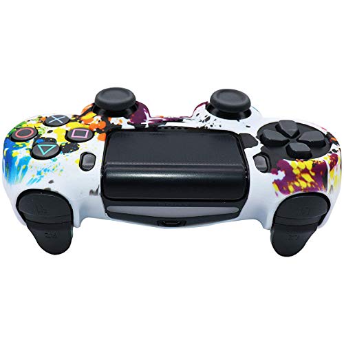 Sofunii 2Pcs Skin For Ps4 Controller, Anti-Slip Silicone Cover Shell Case With 8 Thumb Grip Caps, Compatible With Playsation 4 Slim/Pro Controller Dualshock 4 Wireless/Wired Gamepad (Rainbow) #TOP5