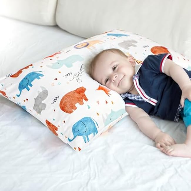 ManFaiSky 2 Pack Toddler Pillowcase, 13x18 Toddler Pillow Cases with Envelope Closure, Soft & Comfortable Travel Pillow Case Cover Boys Girls, Cute Animals