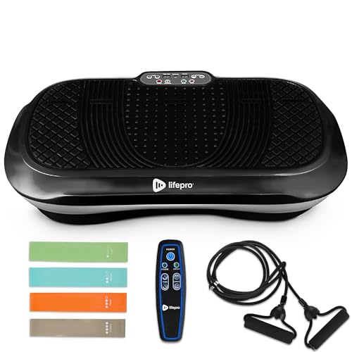 LifePro Waver Pedana Vibrante Dimagrante Per Drenaggio Linfatico E Attivazione Muscolare, Pedana Vibrante Per Allenamento Completo Con 2 Loop Band, 4 Bande Elastiche E Telecomando