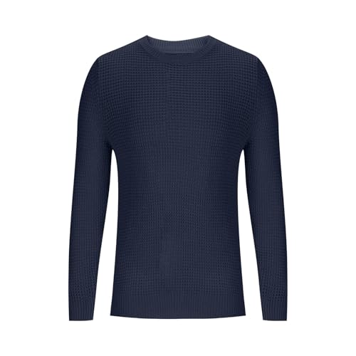 Cambkatl Men's Loose Knitted Crewneck Sweaters - 2025 Fall Stretch Casual Long Sleeve Pullover Cozy Sweater Tops